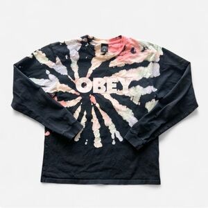 Obey black tie-dye long sleeve shirt Size M